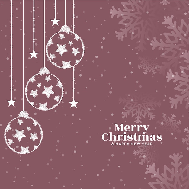 Merry christmas festival background with decorative hanging balls design