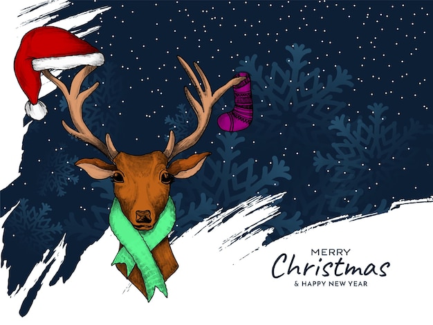 Merry christmas festival background with reindeer design