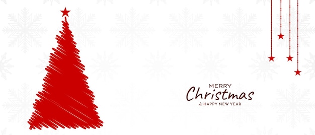 Merry christmas festival banner modern red christmas tree vector