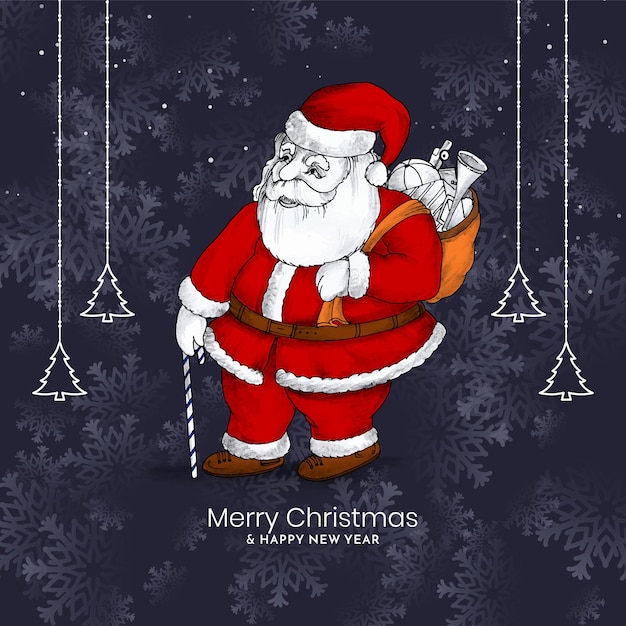 Merry christmas festival blue background with santa claus