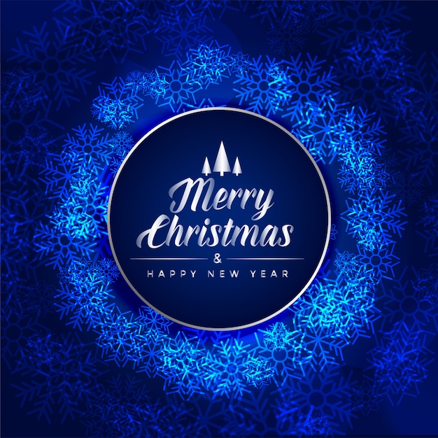 Merry christmas festival blue card made with snowflakes