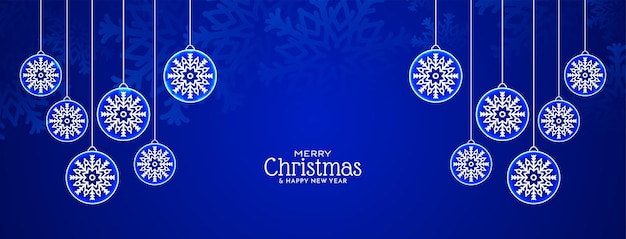 Merry christmas festival blue color snowflakes banner vector