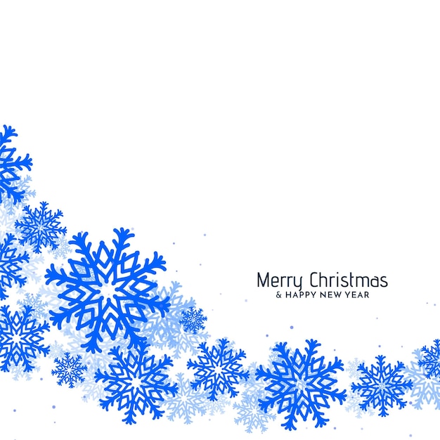 Merry Christmas festival blue snowflakes flowing background design vector