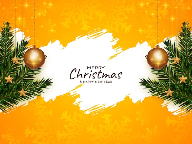 Free vector merry christmas festival bright yellow background design