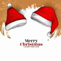 Free vector merry christmas festival celebartion background with santa claus cap design