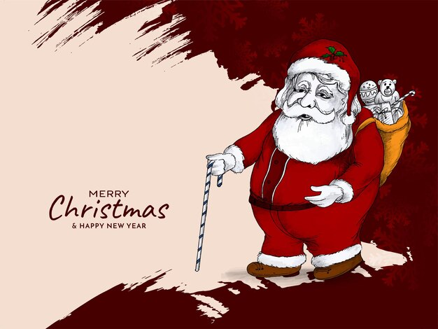 merry christmas festival celebration card with santa claus