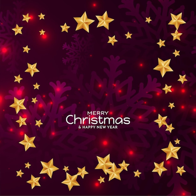 Free vector merry christmas festival celebration golden stars background design