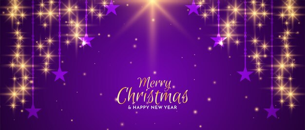 Merry Christmas festival falling stars banner design vector