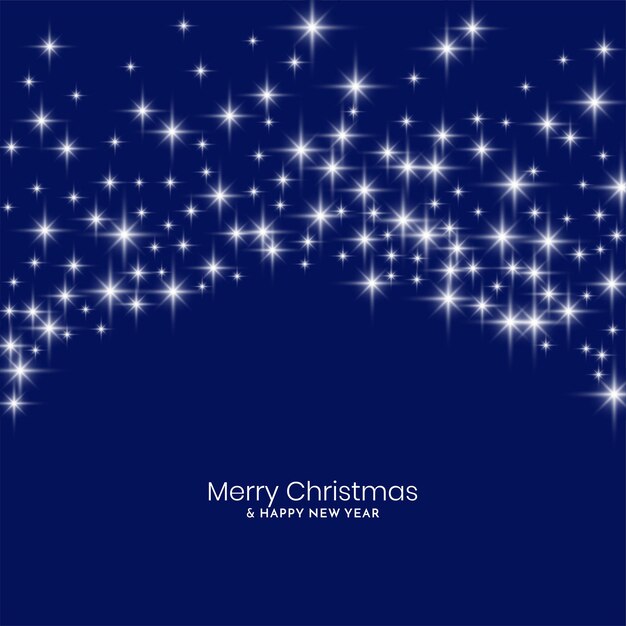 メリークリスマスフェスティバル光沢のある星青い背景ベクトル