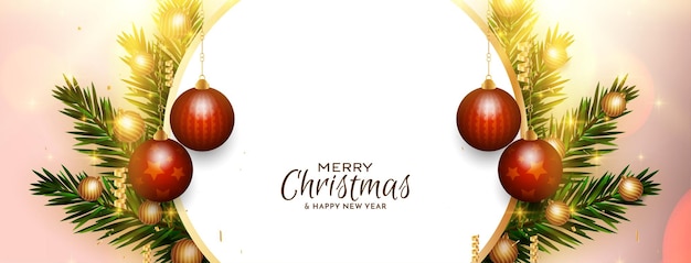 Merry christmas festival glossy stylish greeting banner vector