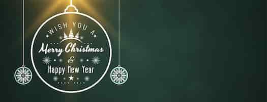 Vettore gratuito buon natale festival saluto banner verde design vector