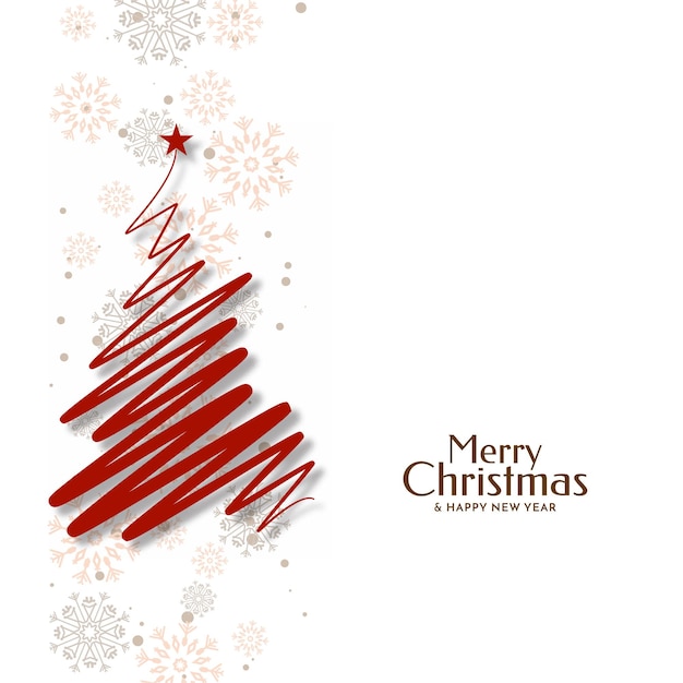 Free vector merry christmas festival line art style tree background vector