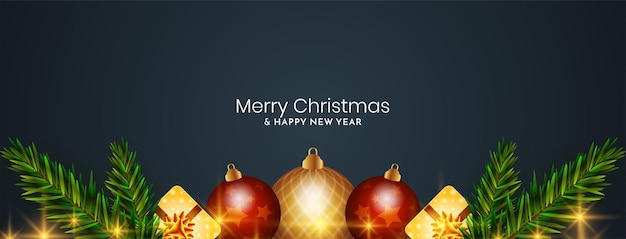 Free vector merry christmas festival modern banner with christmas elements