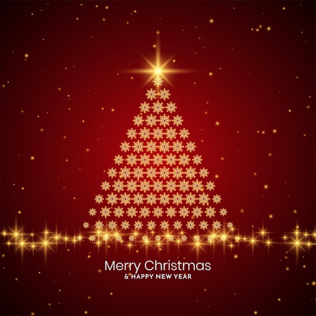 Merry Christmas festival red background with tree design vector