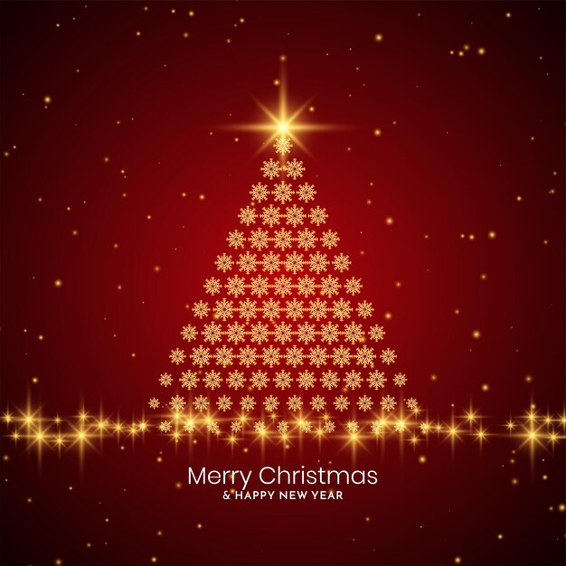 Merry Christmas festival red background with tree design vector