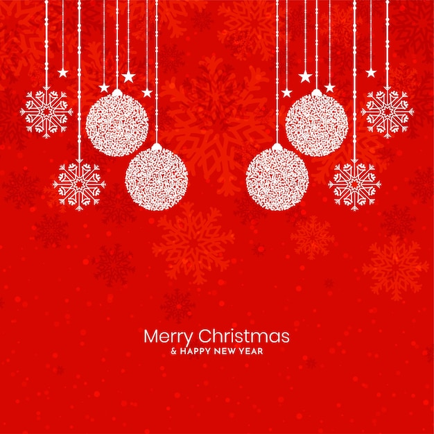 Free vector merry christmas festival red color decorative background design vector