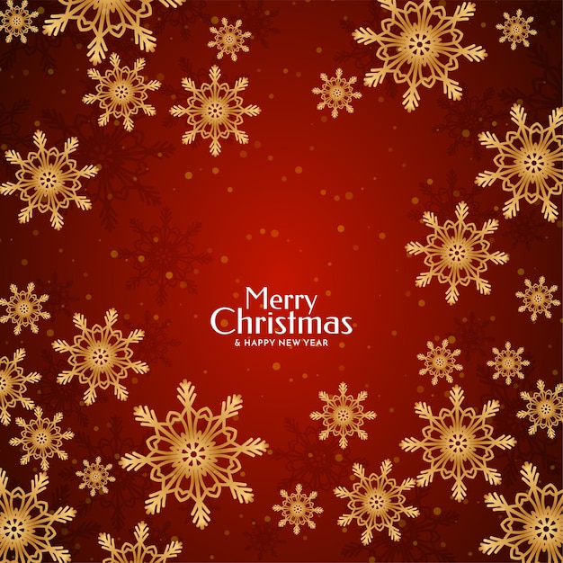 Merry Christmas festival red color snowflakes background vector