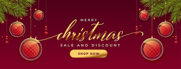 Free vector merry christmas festival sale banner for promotion