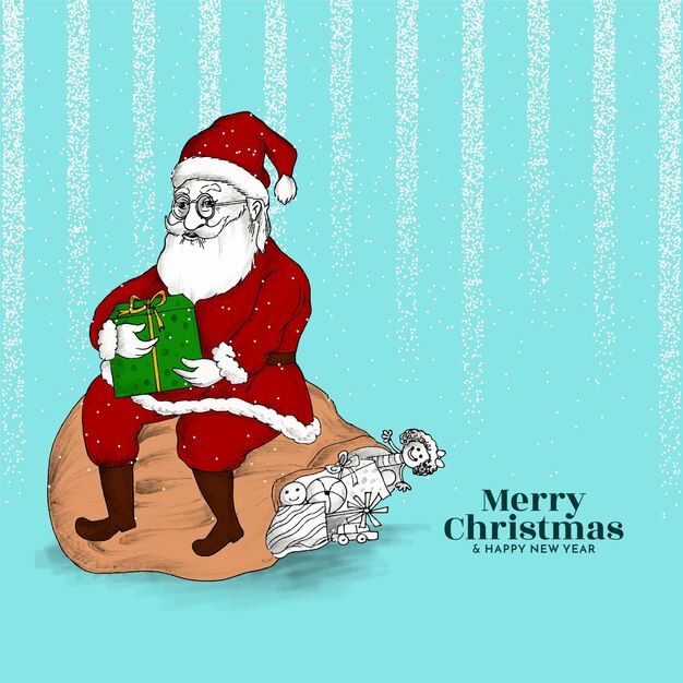 サンタクロースとメリークリスマスフェスティバルソフトブルーの背景