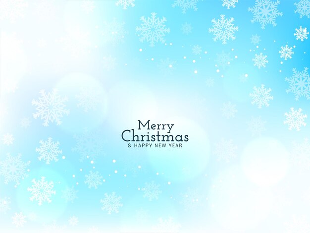 メリークリスマスフェスティバルソフトブルーボケ雪片背景ベクトル