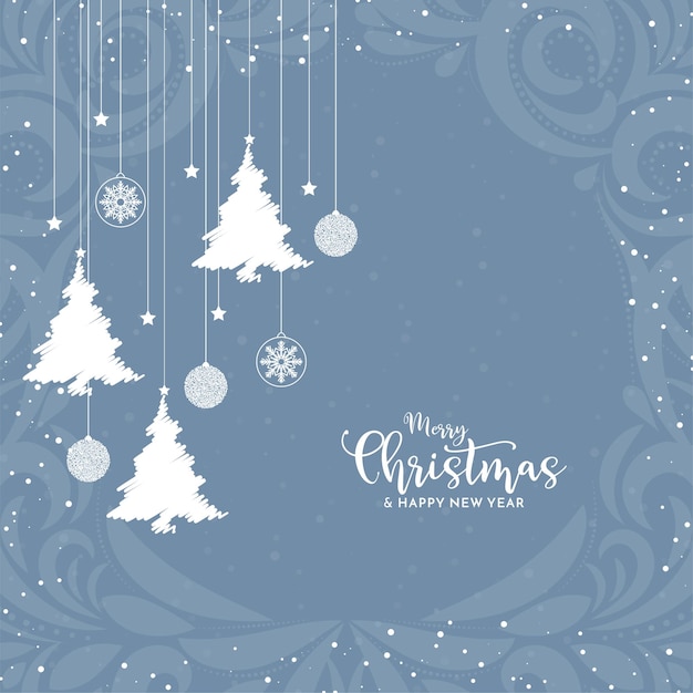 Merry christmas festival soft blue greeting background design