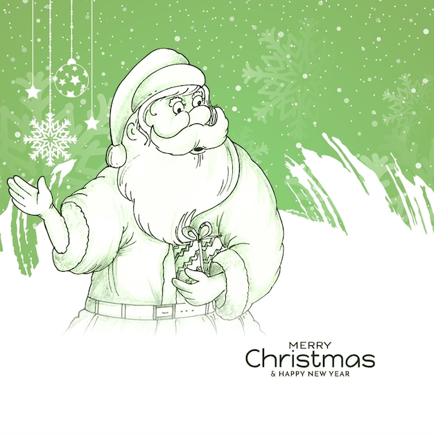 Merry Christmas festival soft green background with santa claus design