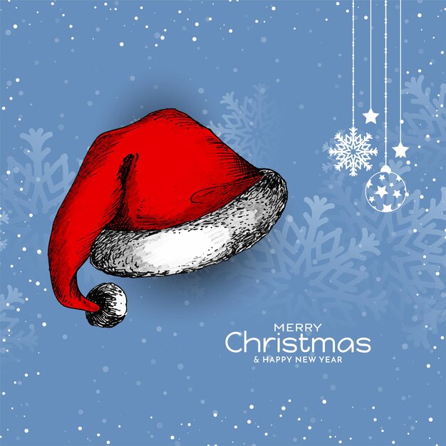 merry christmas festival stylish greeting background with santa claus cap design