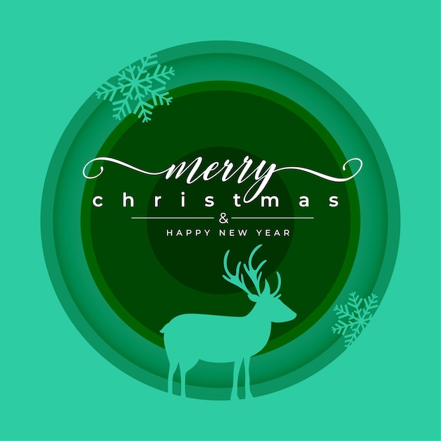 merry christmas festive season background with reindeer design