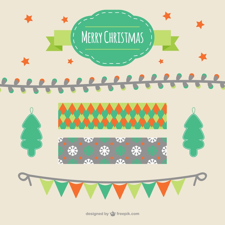Free Vector merry christmas garland set