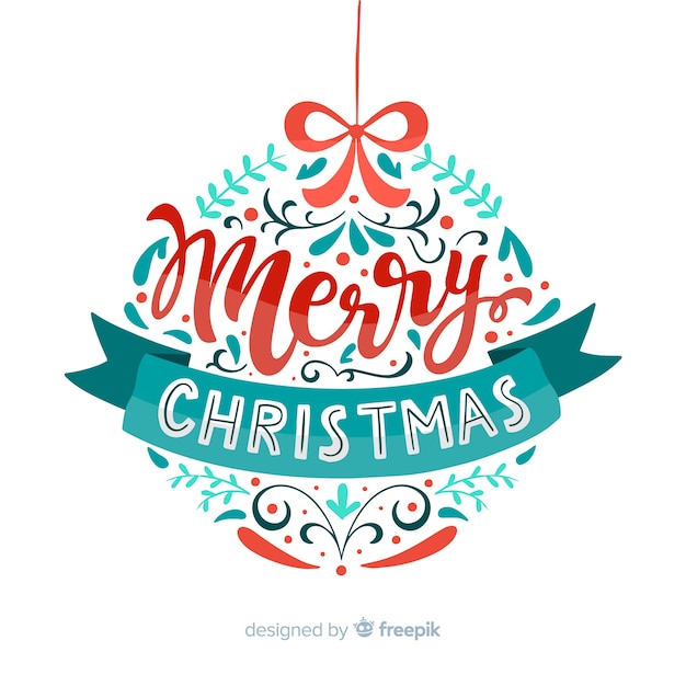 Free vector merry christmas globe lettering