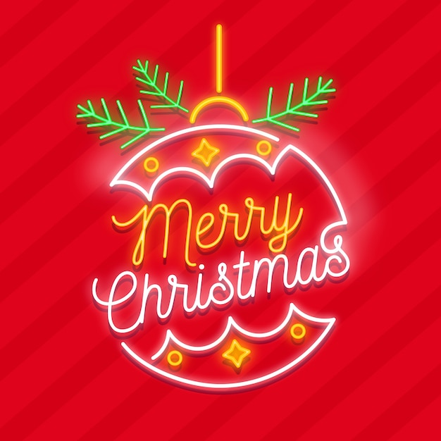 Free vector merry christmas globe in neon