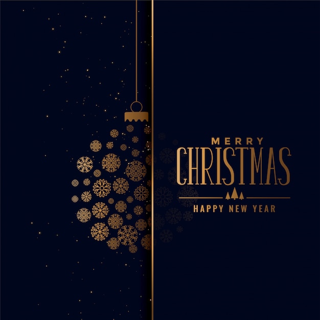 Merry christmas golden ball made with snowflakes background