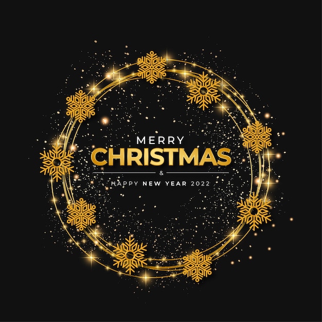 Merry Christmas Golden Frame Background