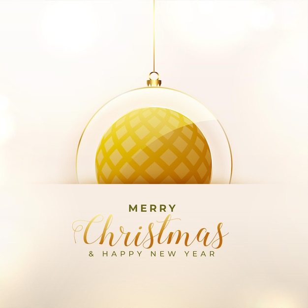 Merry christmas golden glass bauble decoration background