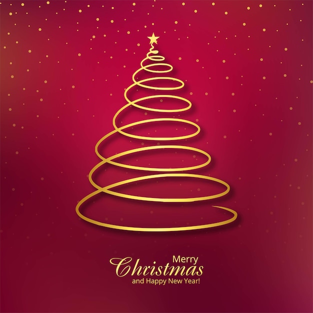 Free vector merry christmas golden tree card holiday background