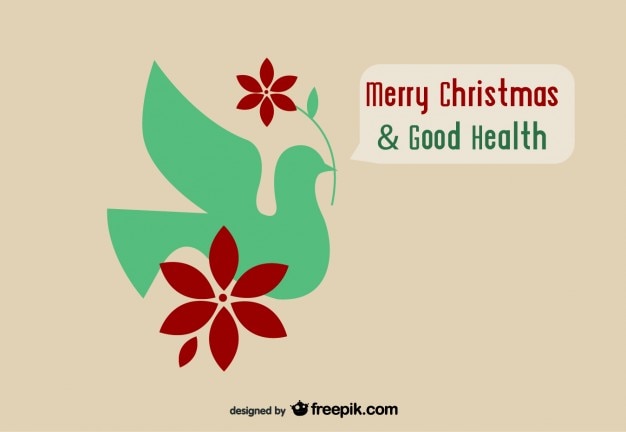 Free vector merry christmas & good health postcard