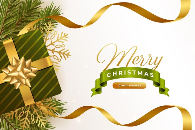 Free vector merry christmas good wishes greeting with 3d realistic elements