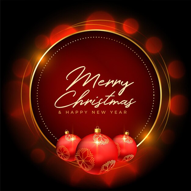 Merry christmas greeting background with baubles design