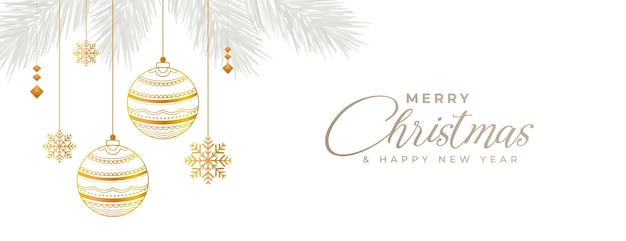 Free vector merry christmas greeting banner with golden xmas elements