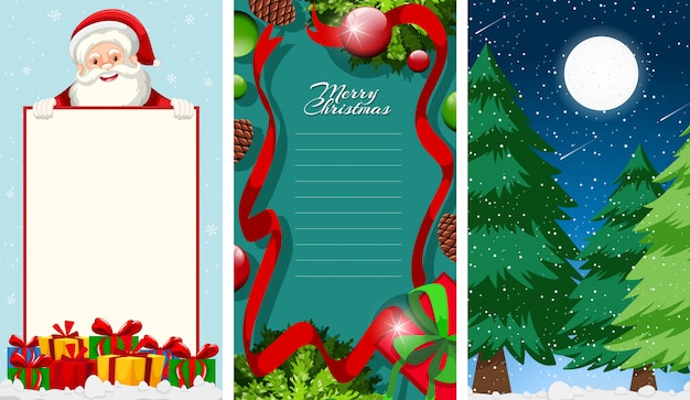 Merry christmas greeting card or letter to Santa with text template