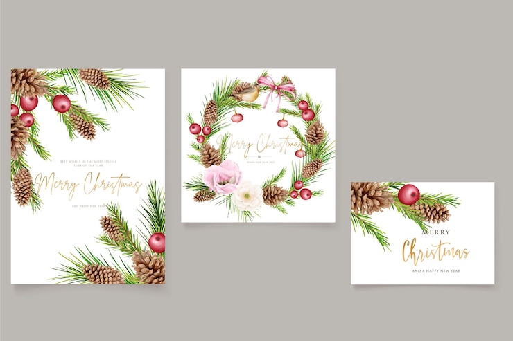 Free Vector merry christmas greeting card template