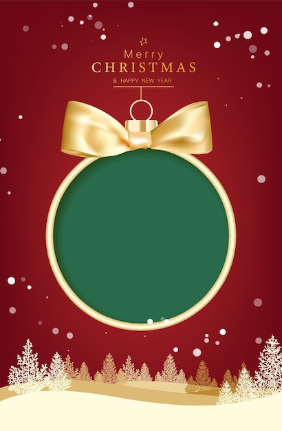 Merry christmas greeting card with lettering happy new year  christmas ball