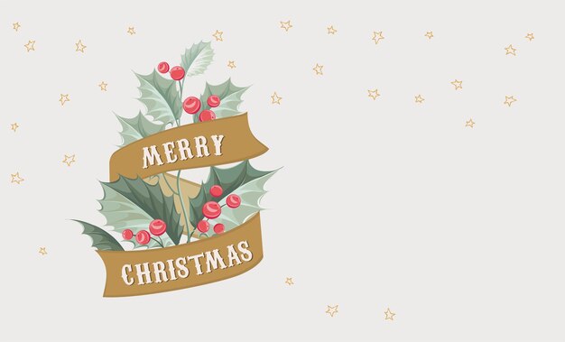 Merry christmas greeting card with lettering happy new year