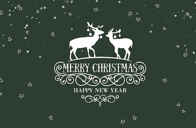 Merry christmas greeting card with lettering Happy new year