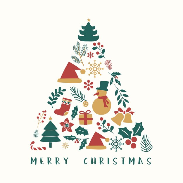 현대 나무와 메리 크리스마스 인사말 카드
