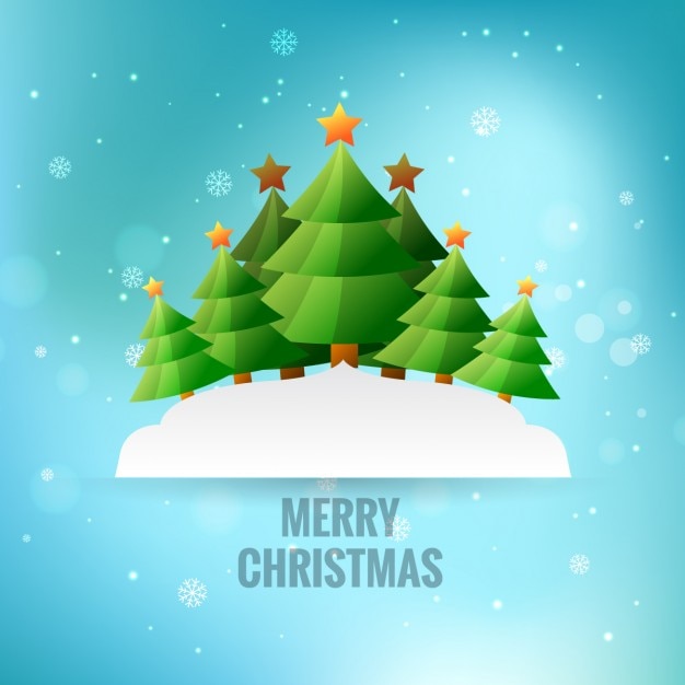 Free vector merry christmas greeting with christmas trees