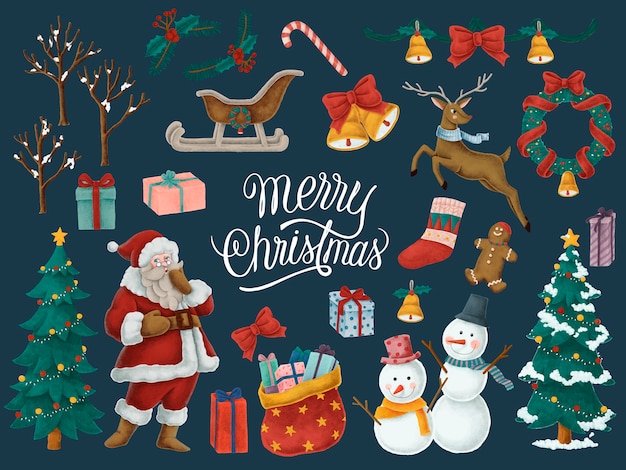 Free vector merry christmas hand drawn card