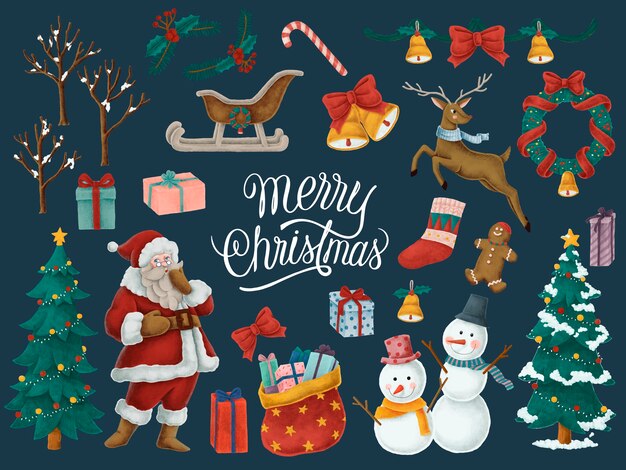 Free Vector merry christmas hand drawn card