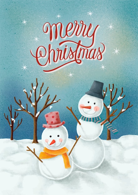 Free vector merry christmas hand drawn card