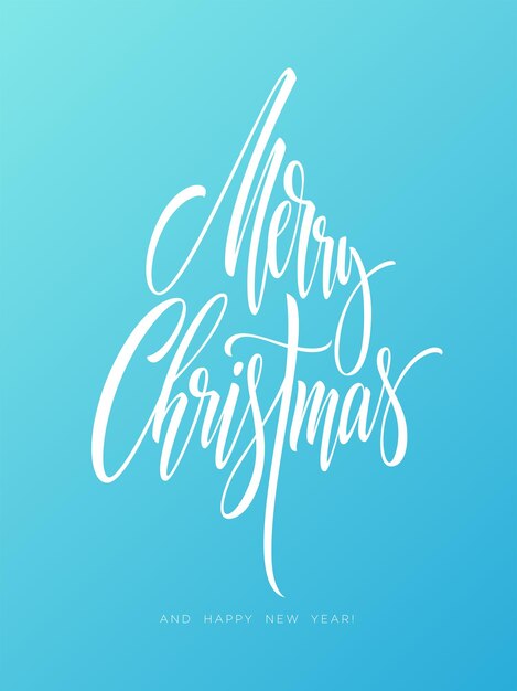 メリークリスマスの手描きのレタリング。霜の背景にクリスマスの書道。メリークリスマスと新年あけましておめでとうございますのレタリング。クリスマスの氷の書道。バナー、ポスターデザイン。孤立したベクトル図